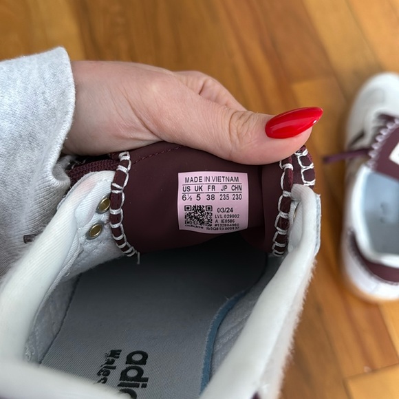 Adidas x Wales Bonner Samba sneakers size 6.5 maroon / white - Picture 6 of 7